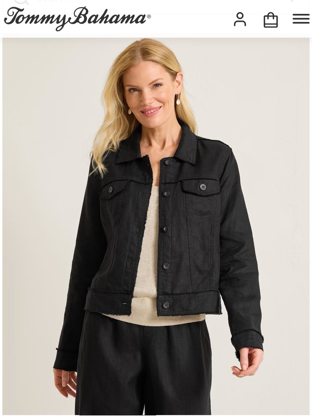Tommy Bahama Two Palms Black Women's Linen Jacket